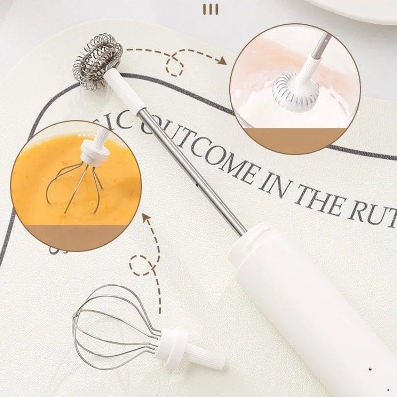 Wireless Electric Milk Frother Mixer Three Speed Adjustment With Dual Head Replacement Use For Coff 4