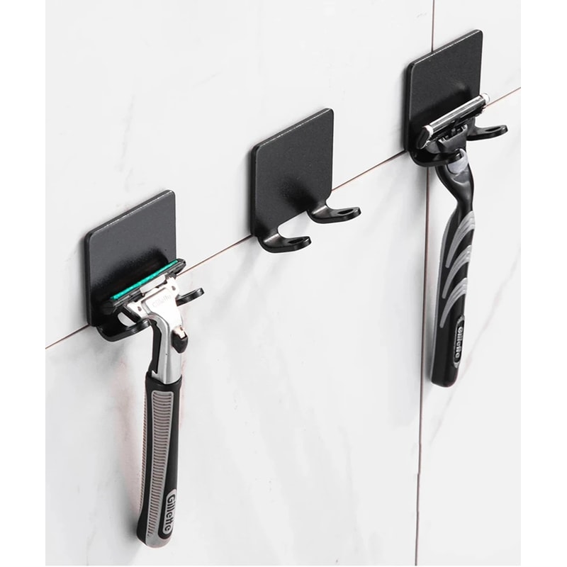 Stainless Steel Razor Holder For Bathroom Storage Hook Wall Mounted Men Shaving Shaver Shelf Punch 2