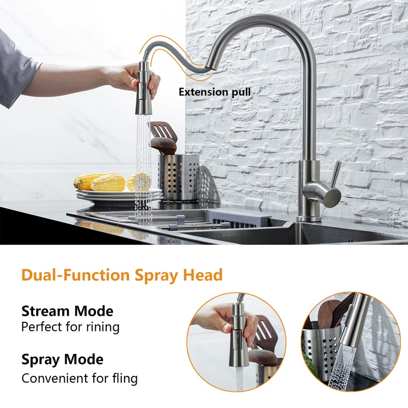 Smart Touch Kitchen Faucet Pull Out Brushed Nickel Black Sensor Stainless Steel Induction Mixed Tap 3