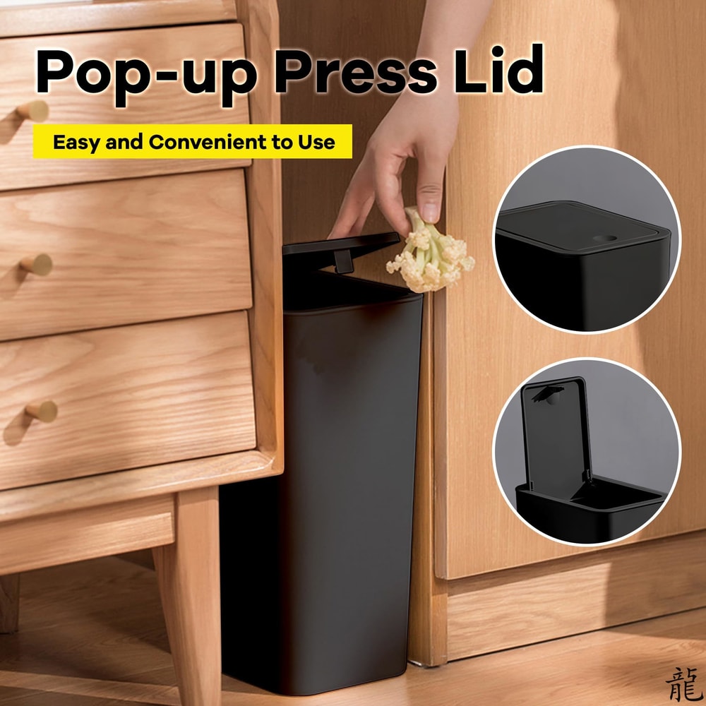 Bathroom Trash Can Garbage Can With Press Top Lid For Toilet Bedroom Living Room Plastic Wastebaske 1