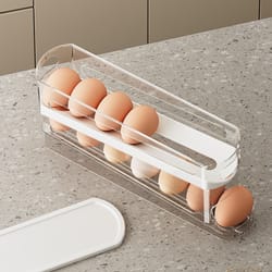 automatic rolling egg holder rack bilayer fridge storage box ladder style egg organizer dispenser for refrigerator