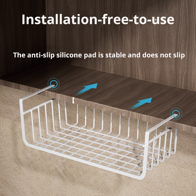 Hanging Iron Net Basket For Storage Large Capacity Under Cabinet Wall Basket Kitchen Tools Organize 1