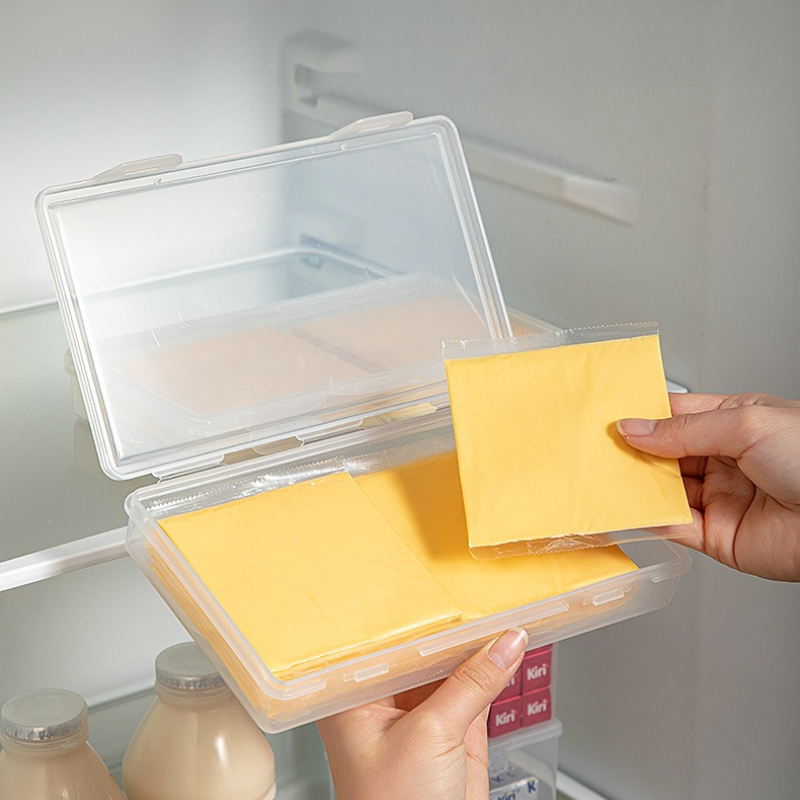 Airtight Cheese Storage Box Fridge Organizer For Sliced Cheese Garlic Ginger Butter Block With Flip 2