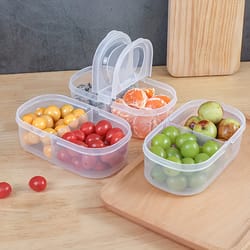 reusable dual compartment food storage container plastic sealed for spices lunch herbs kitchen camping office
