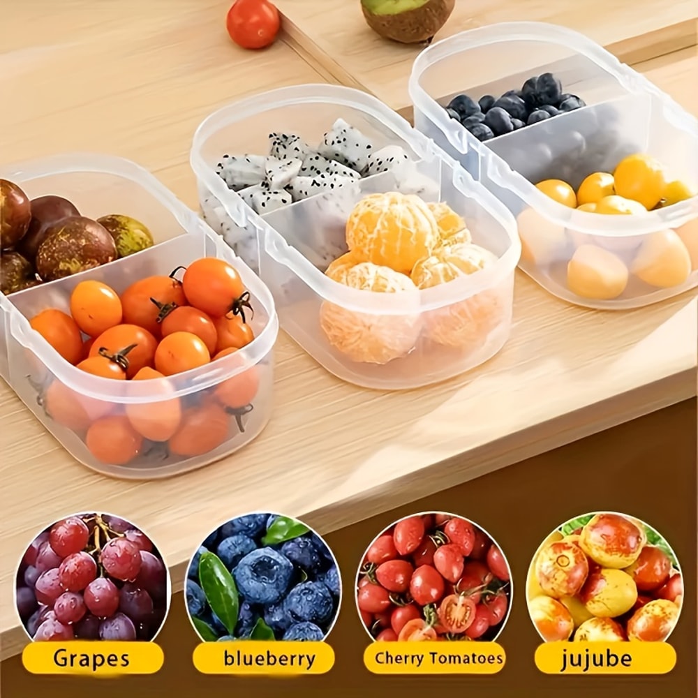 Reusable Dual Compartment Food Storage Container Plastic Sealed For Spices Lunch Herbs Kitchen Camp 3