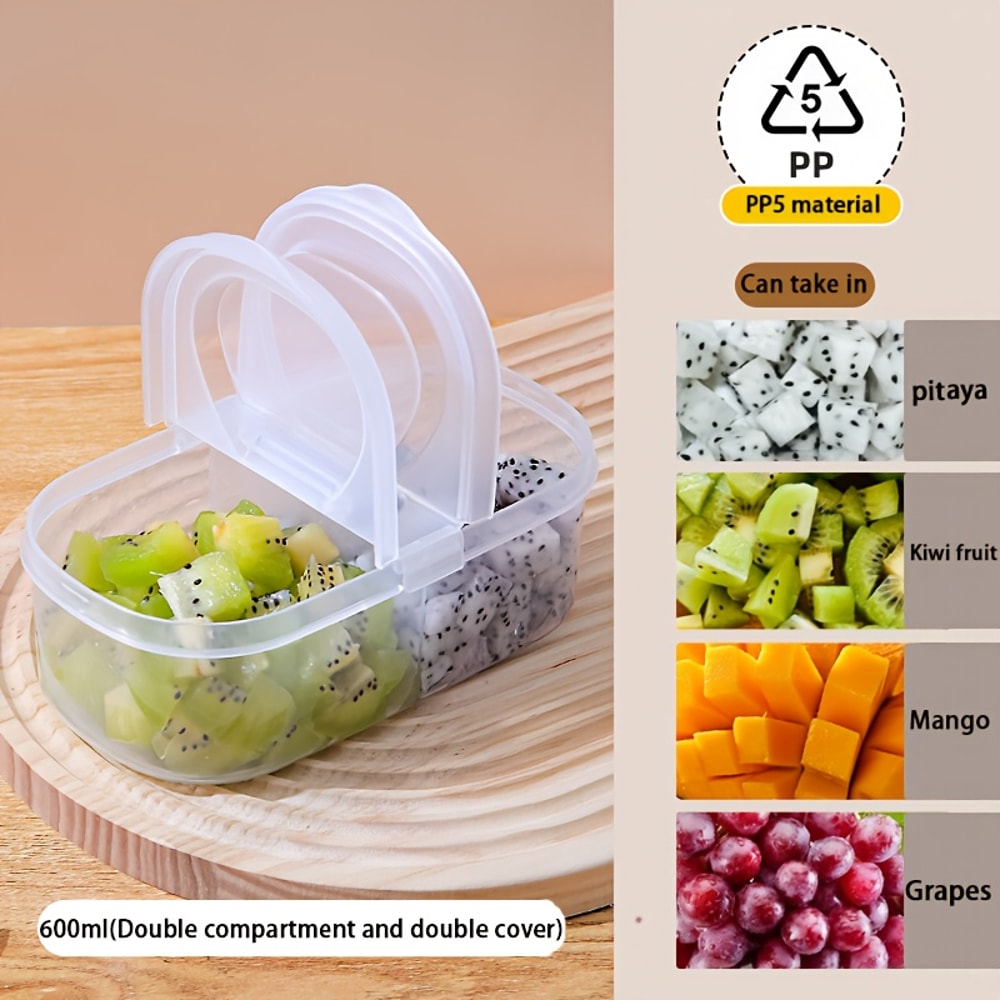 Reusable Dual Compartment Food Storage Container Plastic Sealed For Spices Lunch Herbs Kitchen Camp 4