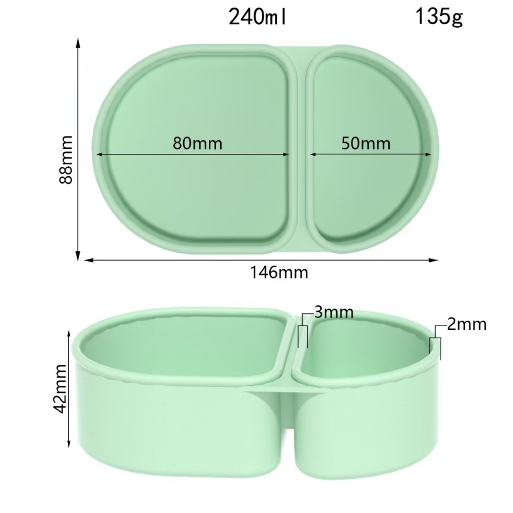 Double Compartment Snackle Box Leakproof Sauce Salad Box Premium Silicone Reusable Snack Containers 8