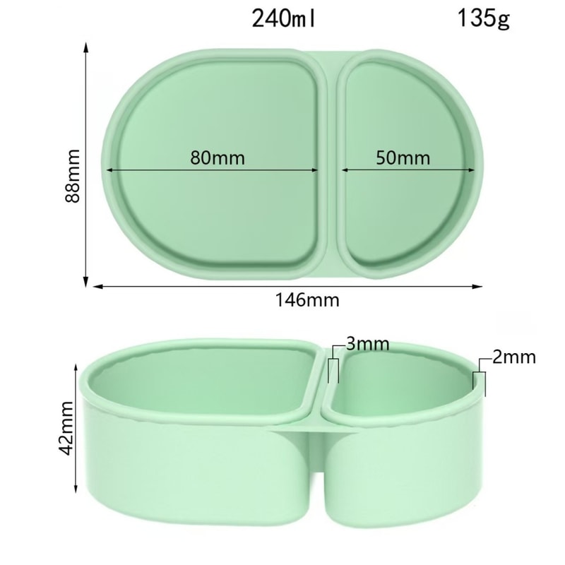 Double Compartment Snackle Box Leakproof Sauce Salad Box Premium Silicone Reusable Snack Containers 8
