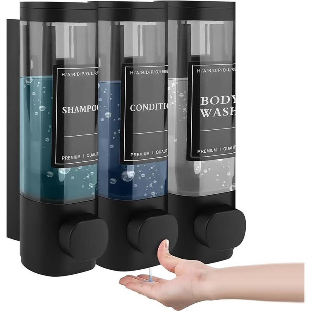 Shampoo And Conditioner Dispenser Wallmounted Soap Dispenser No Drilling Required ABS Material Show 6