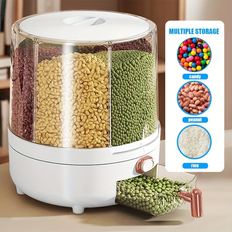 Cereal Dispenser Compartment Rotating PP Plastic Dry Food Dispenser For Kitchen 0