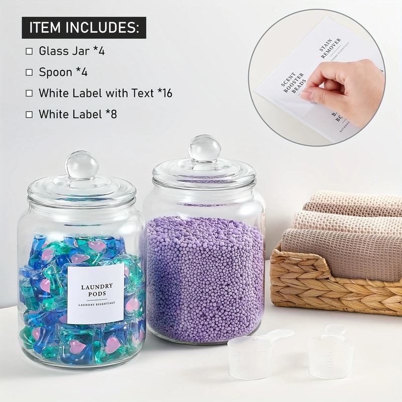 Half Gallon Storage Containers With Spoons Glass Jars With Airtight Lids And Labels For Laundry Det 3