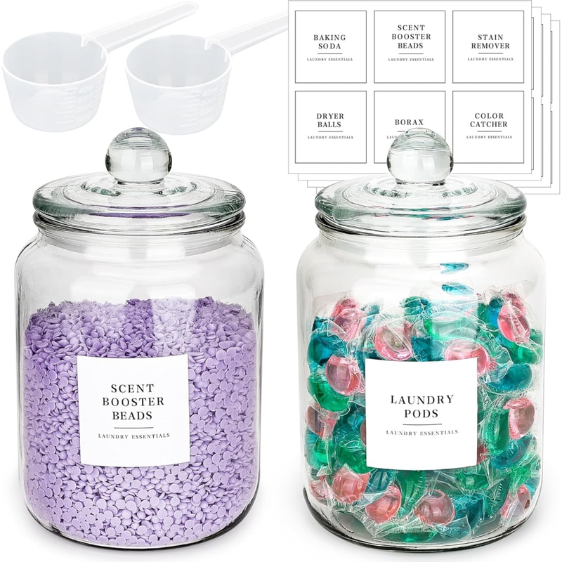 Half Gallon Storage Containers With Spoons Glass Jars With Airtight Lids And Labels For Laundry Det 5