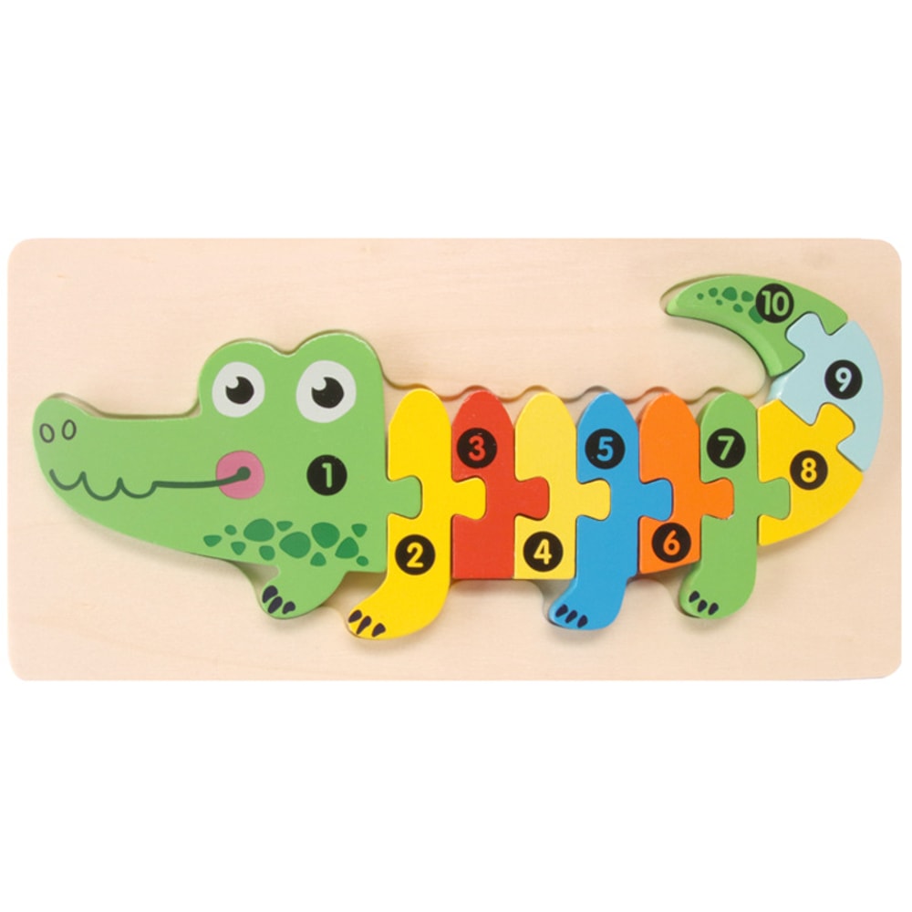 3D Stereoscopic Montessori Wooden Puzzle Cartoon Dinosaur Animal Shape Color Cognitive Educational 8