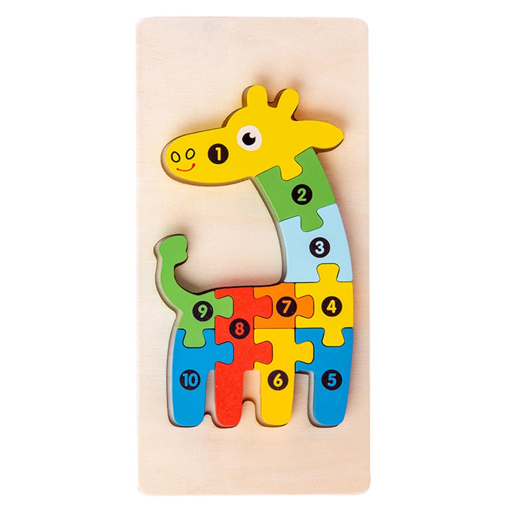 3D Stereoscopic Montessori Wooden Puzzle Cartoon Dinosaur Animal Shape Color Cognitive Educational 10