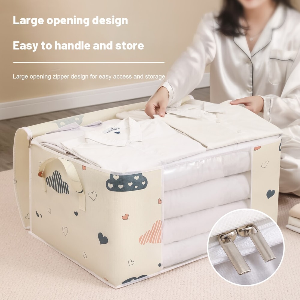 Foldable Large Capacity Clothes Storage Bag With Reinforced Handle Sturdy Zipper For Bedding Blanke 4