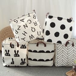 cotton linen household fabric square box folding toy storage basket for dirty clothes and miscellaneous items