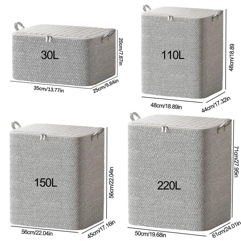 Large Capacity Nonwoven Quilt Storage Bag With Lids Zipper Foldable Dustproof Container For Clothes 8