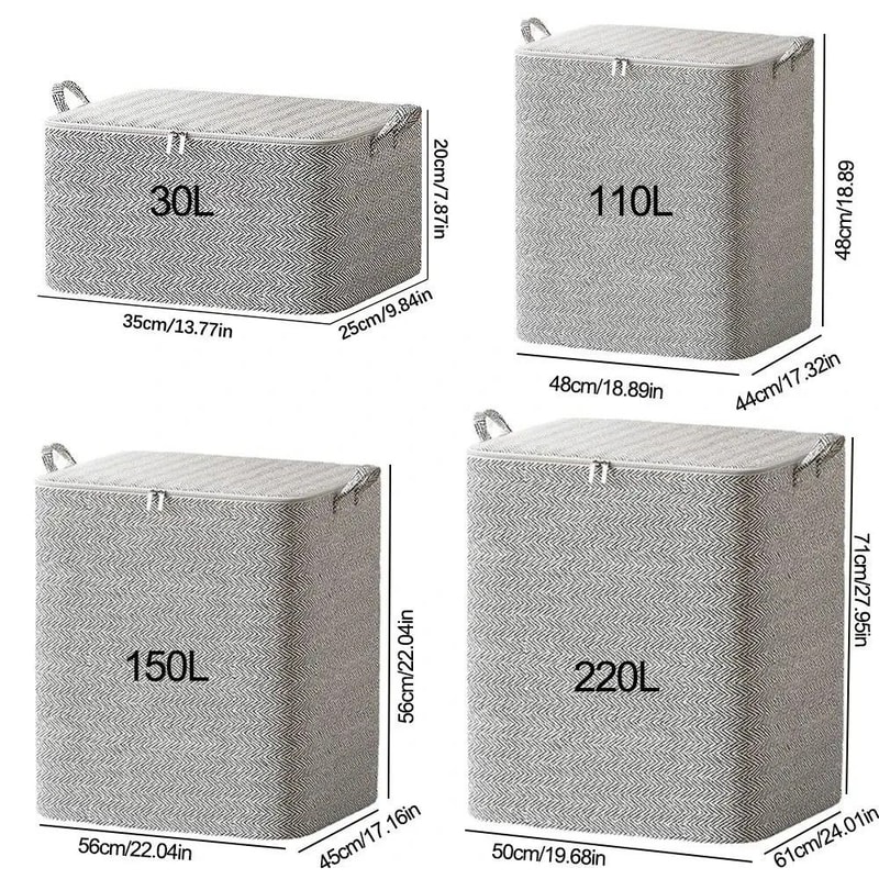 Large Capacity Nonwoven Quilt Storage Bag With Lids Zipper Foldable Dustproof Container For Clothes 8