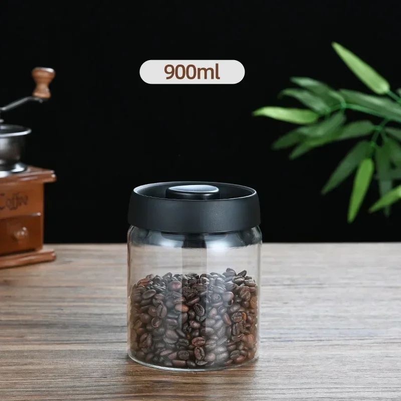 Transparent Glass Coffee Beans Storage Jars Vacuum Sealed Tank Airtight Food Storage Household Mois 6