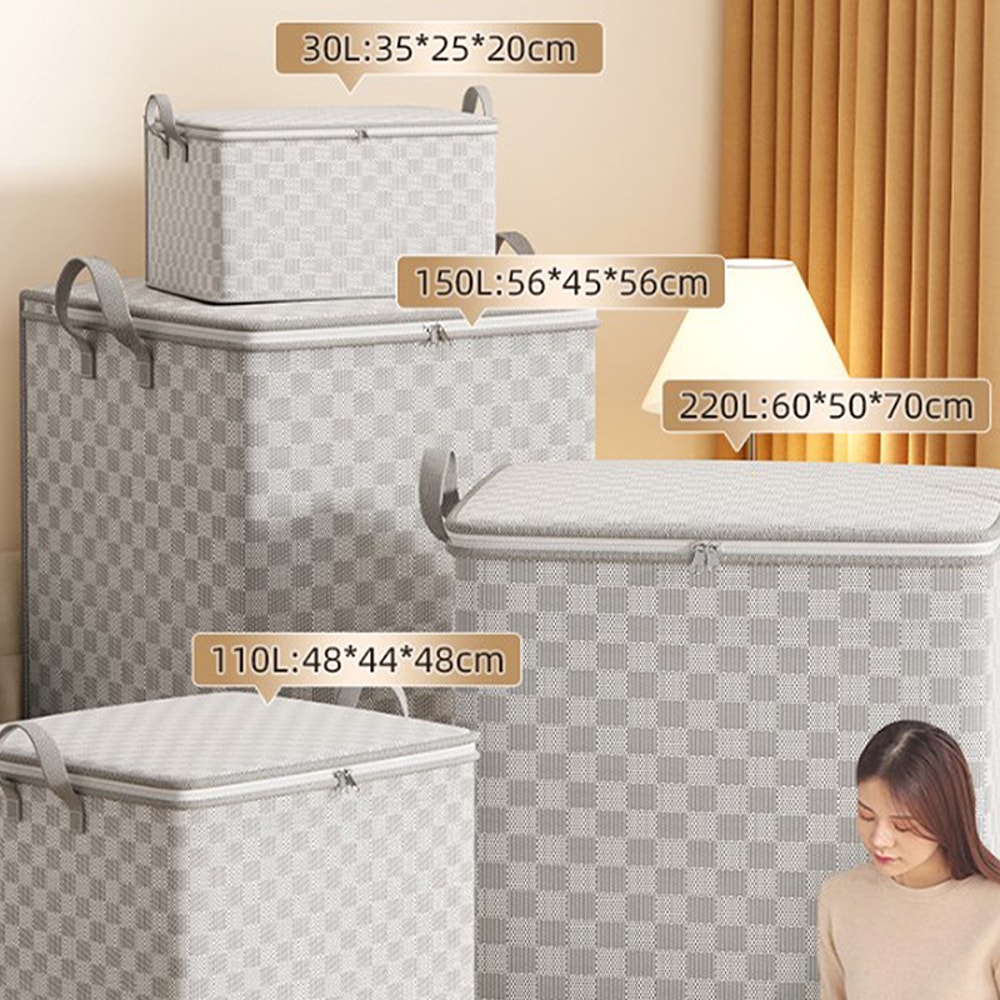 Foldable Nonwoven Quilt Storage Bag With Lids Zipper Dustproof Large Capacity Organizer 1