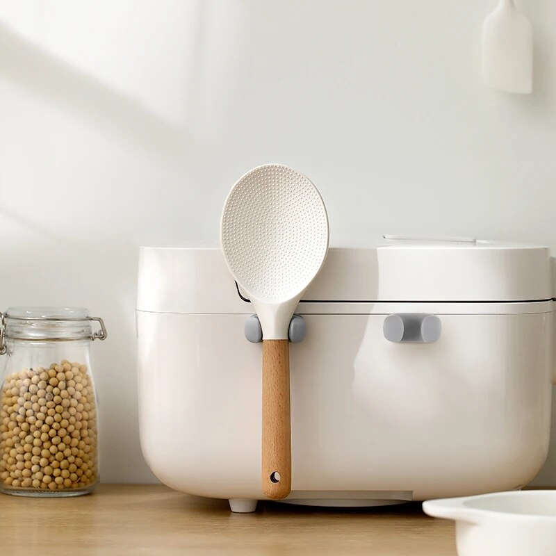 Kitchen WallMounted Cooker Spoon Shelf Rice Spoon Holder Silicone Storage Rack 5