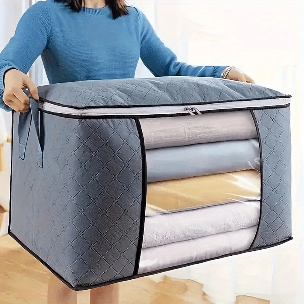 Non Woven Quilt Storage Bag Large Capacity Clothing Organizer Dustproof Portable Cotton Pouch 0