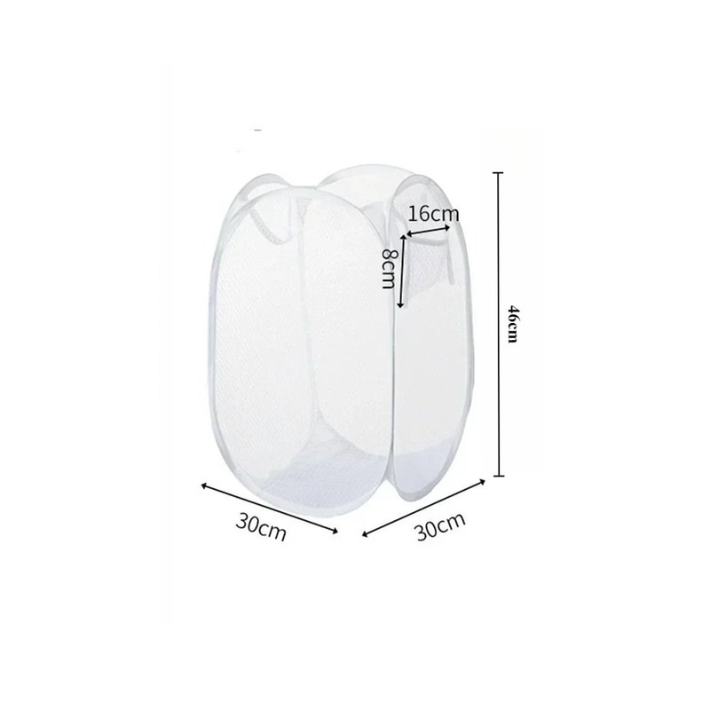 Foldable Mesh Laundry Basket Pop Up Hamper Storage Bin Toy Organizer Side Pocket Dorm Bathroom Esse 7