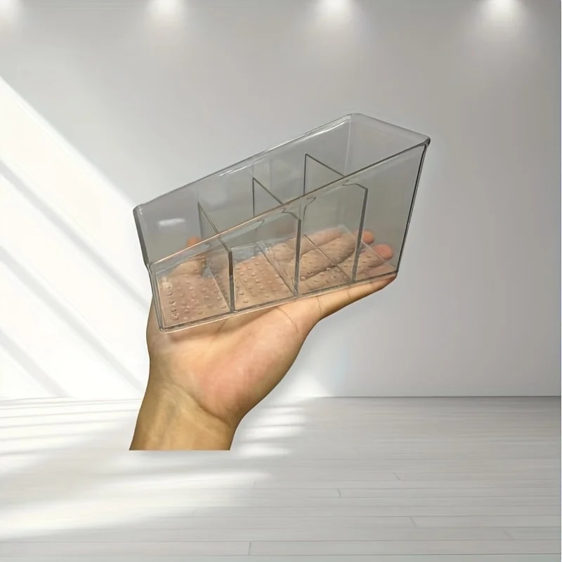 Desk Organizer With Compartments Clear Plastic Remote Control Holder For Home Office Use 1