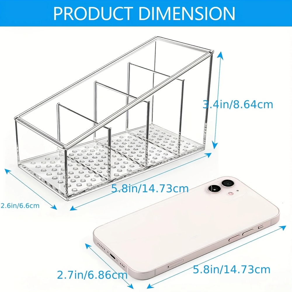Desk Organizer With Compartments Clear Plastic Remote Control Holder For Home Office Use 4