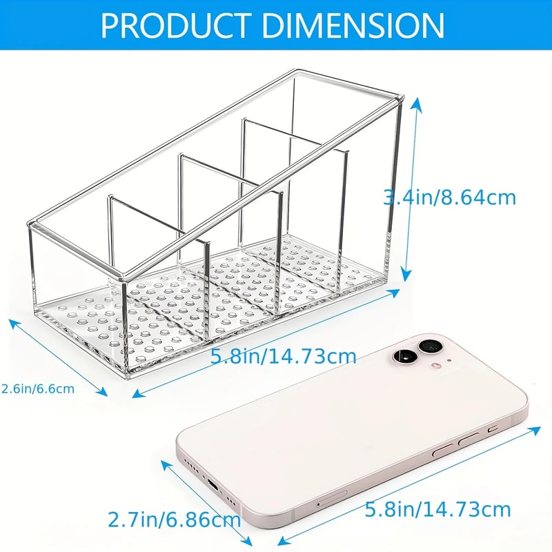 Desk Organizer With Compartments Clear Plastic Remote Control Holder For Home Office Use 4