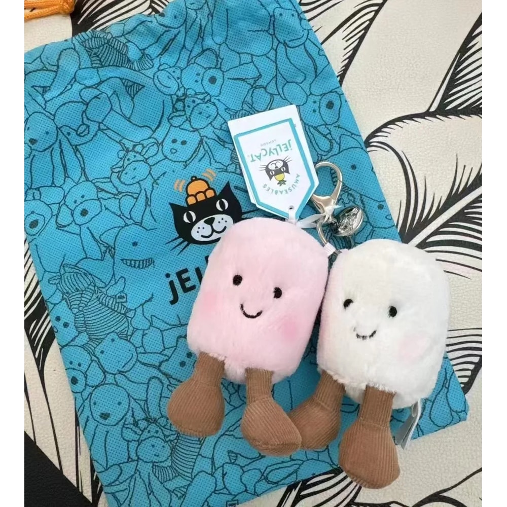 Cute Plush Cotton Cat Candy Two Tone Soft Keychain Bag Pendant Doll Plush Accessories Car Pendant Gift