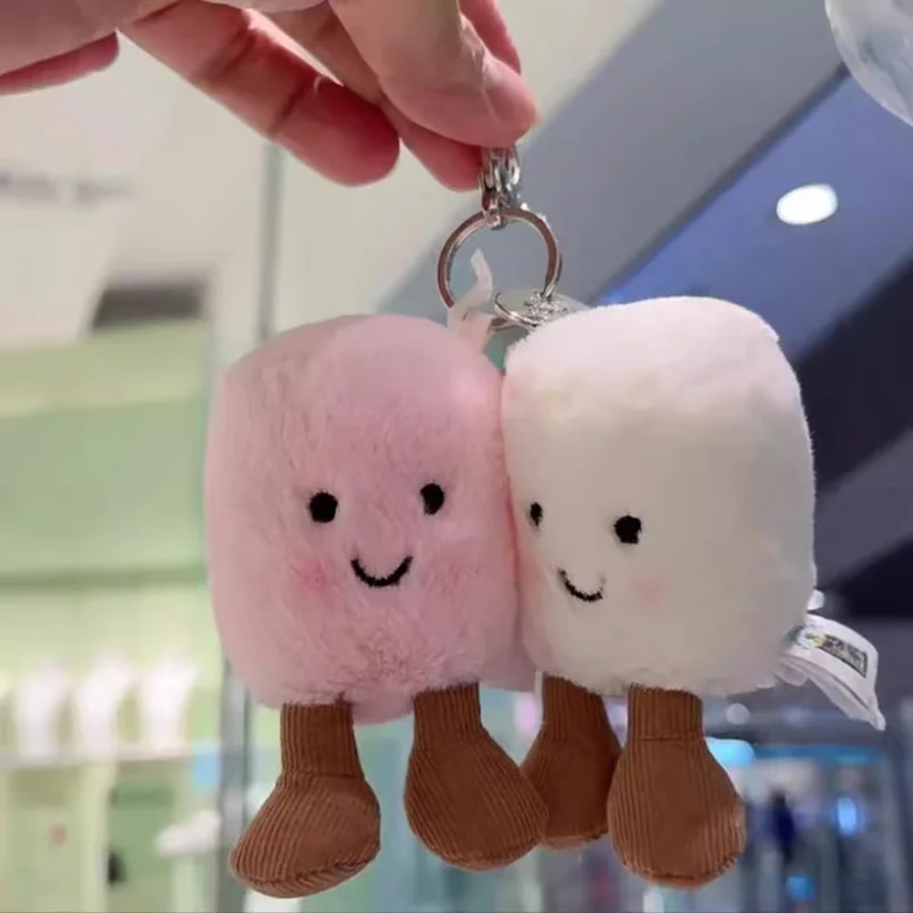Cute Plush Cotton Cat Candy Two Tone Soft Keychain Bag Pendant Doll Plush Accessories Car Pendant Gift