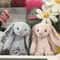 NEW Easter Rabbit Grey Plush Doll With Pink Strawberry Flower Ears Gift 1