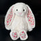 NEW Easter Rabbit Grey Plush Doll With Pink Strawberry Flower Ears Gift 6