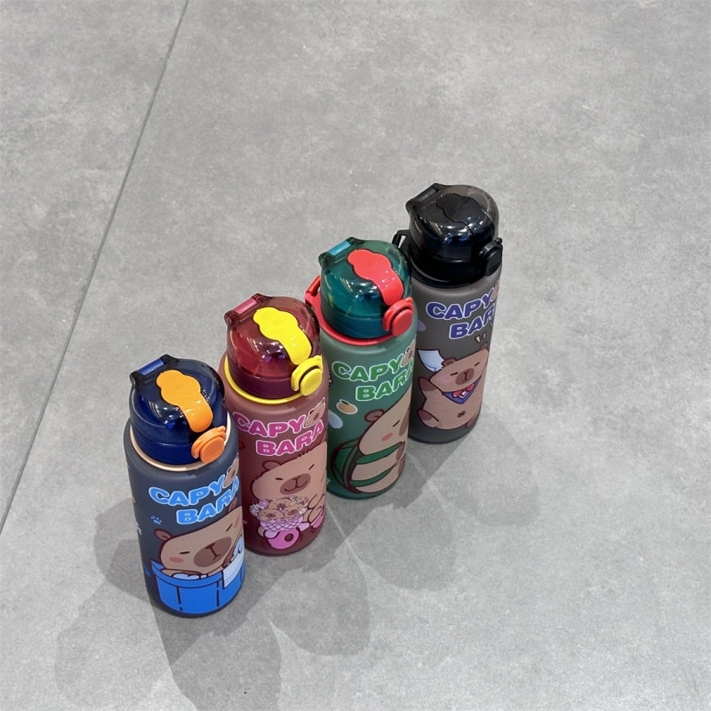 Large Capacity Sports Water Bottle Capybara Straw Cup Leakproof Plastic Water Bottle Cute Cartoon P 1