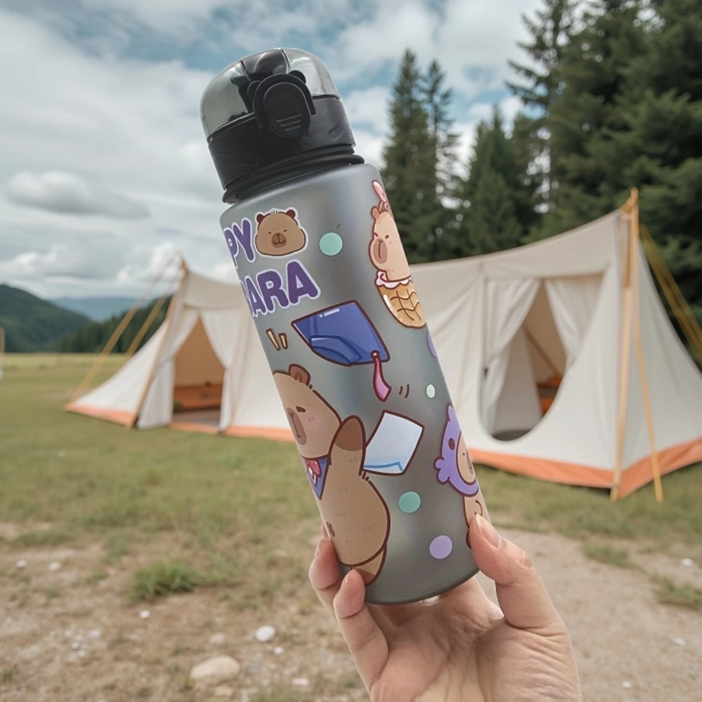 Large Capacity Sports Water Bottle Capybara Straw Cup Leakproof Plastic Water Bottle Cute Cartoon P 5