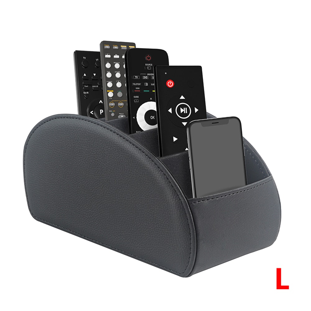 Remote Control Holder With Compartments PU Leather TV Remote Caddy Storage Box Organizer Tray 10