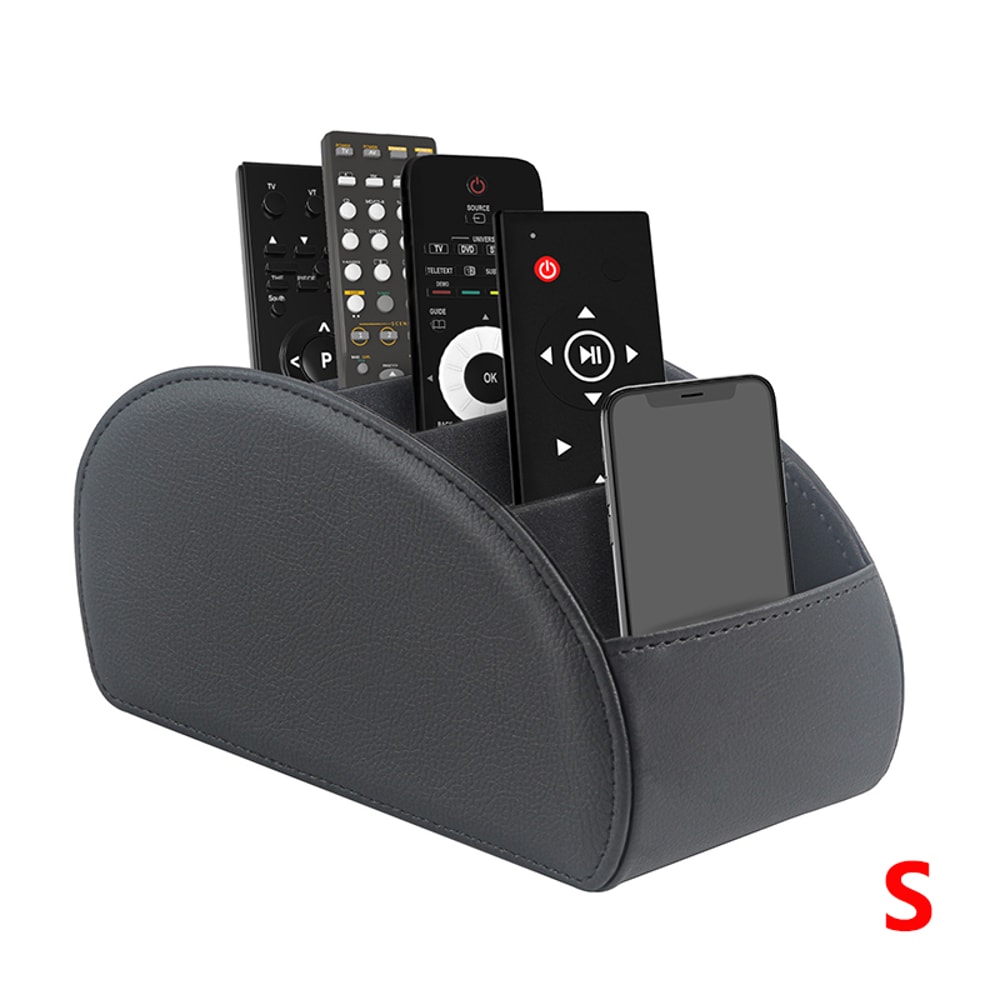Remote Control Holder With Compartments PU Leather TV Remote Caddy Storage Box Organizer Tray 7