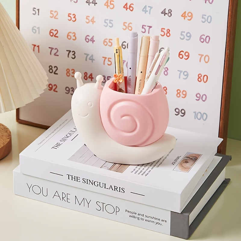 Cute Cartoon Snail Dinosaur Pen Holder Desktop Storage Organizer Creative Office Desk Accessory 1