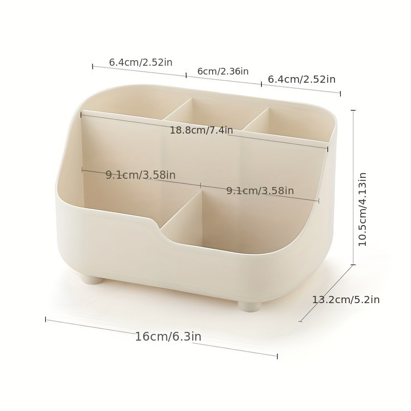 Simple Solid Color Five Grid Desktop Storage Box Large Capacity Multi Function Storage Box For Offi 4