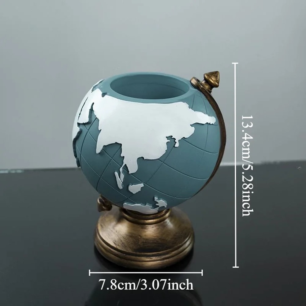 Unique Geographic Pen and Pencil Storage Resin Desk Organizer Creative Globe Pen Holder for Home Office Decor