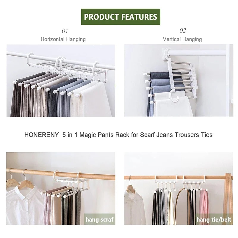 Folding Pants Hanger Stainless Steel Tie Hanger Clothes Rack Tongs Clothes Hangers Bedroom Closet Organizer Pant Rack