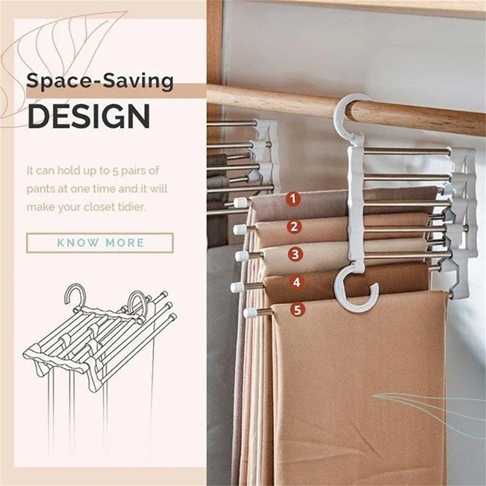 Folding Pants Hanger Stainless Steel Tie Hanger Clothes Rack Tongs Clothes Hangers Bedroom Closet Organizer Pant Rack