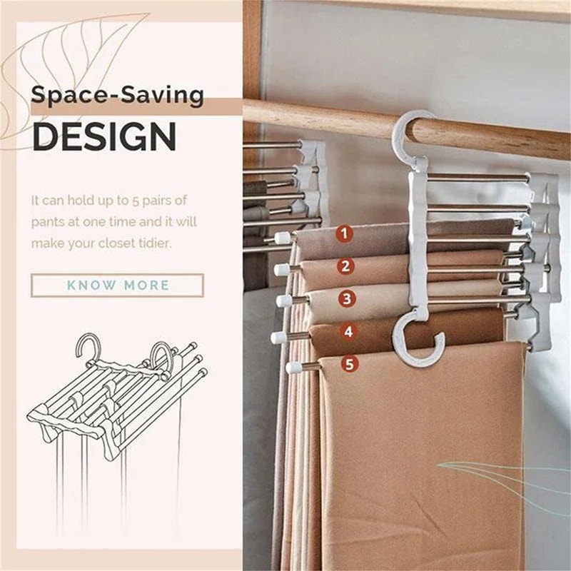 Folding Pants Hanger Stainless Steel Tie Hanger Clothes Rack Tongs Clothes Hangers Bedroom Closet Organizer Pant Rack