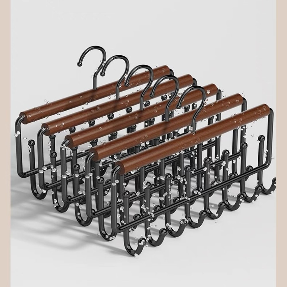 Wave Wardrobe Drying Rack Multifunctional Hanger Storage For Underwear Vest Solid Wood Hook For Hom 4