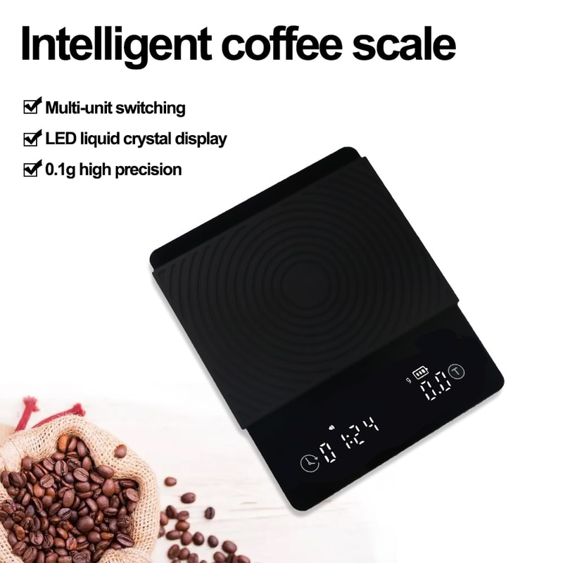 Digital Kitchen Scale With Timer Drip Coffee Scale LED Display Food Weight Scale USB Charging 4