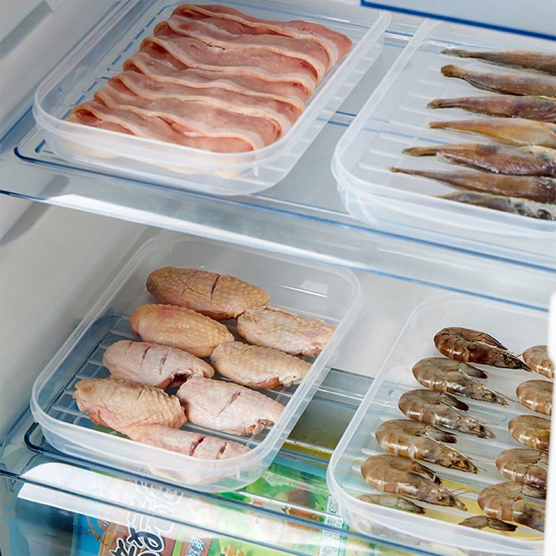 Large Capacity Transparent Refrigerator Storage Box With Cover Frozen Meat Compartment Kitchen Food 2