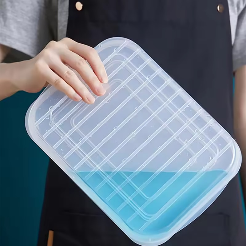 Large Capacity Transparent Refrigerator Storage Box With Cover Frozen Meat Compartment Kitchen Food 4