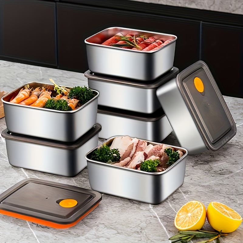 Stackable Stainless Steel Food Storage Containers Set BPAFree Leakproof Thickened For Pantry Fridge 2