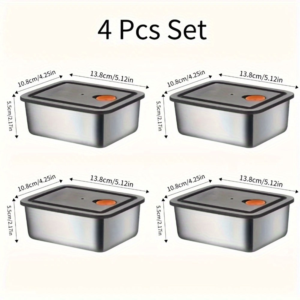 Stackable Stainless Steel Food Storage Containers Set BPAFree Leakproof Thickened For Pantry Fridge 4